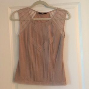 BCBG nude sheer sleeve tank